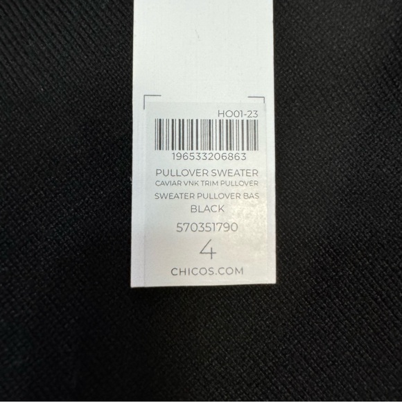 NWT New Chico's Caviar Trim V-Neck Black Sweater Size 4 US XXL - Picture 9 of 12
